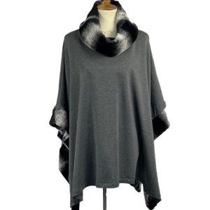 Saks 5th Ave Black Label Faux Fur Poncho NWOT Sz M